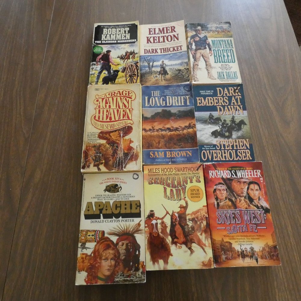 Lot Of 9 Vintage Western Paperback Books Various Authors
